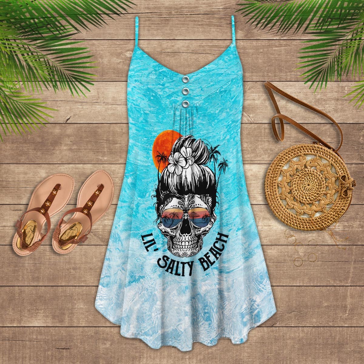 Skull Salty Beach - Summer Dress - Owls Matrix LTD