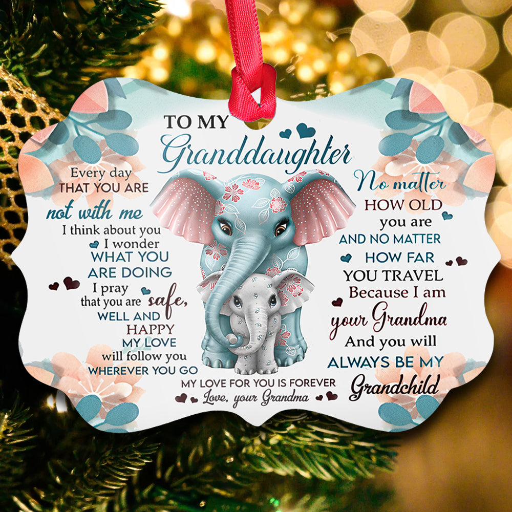 Elephant Lover Send To Granddaughter - Horizontal Ornament - Owls Matrix LTD