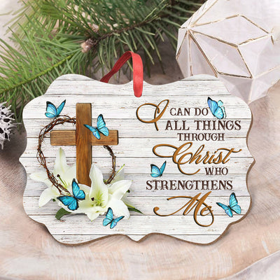 Jesus Lily Flower I Can Do All Things Faith Butterfly - Horizontal Ornament - Owls Matrix LTD