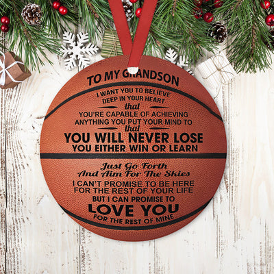 Basketball Grandson You Never Lose - Circle Ornament - Owls Matrix LTD