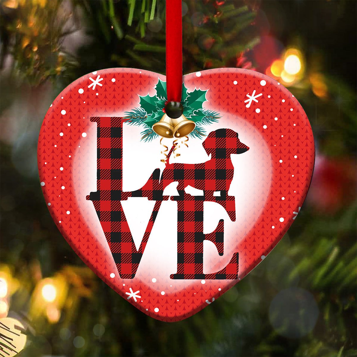 Dachshund Love Christmas So Much - Heart Ornament - Owls Matrix LTD