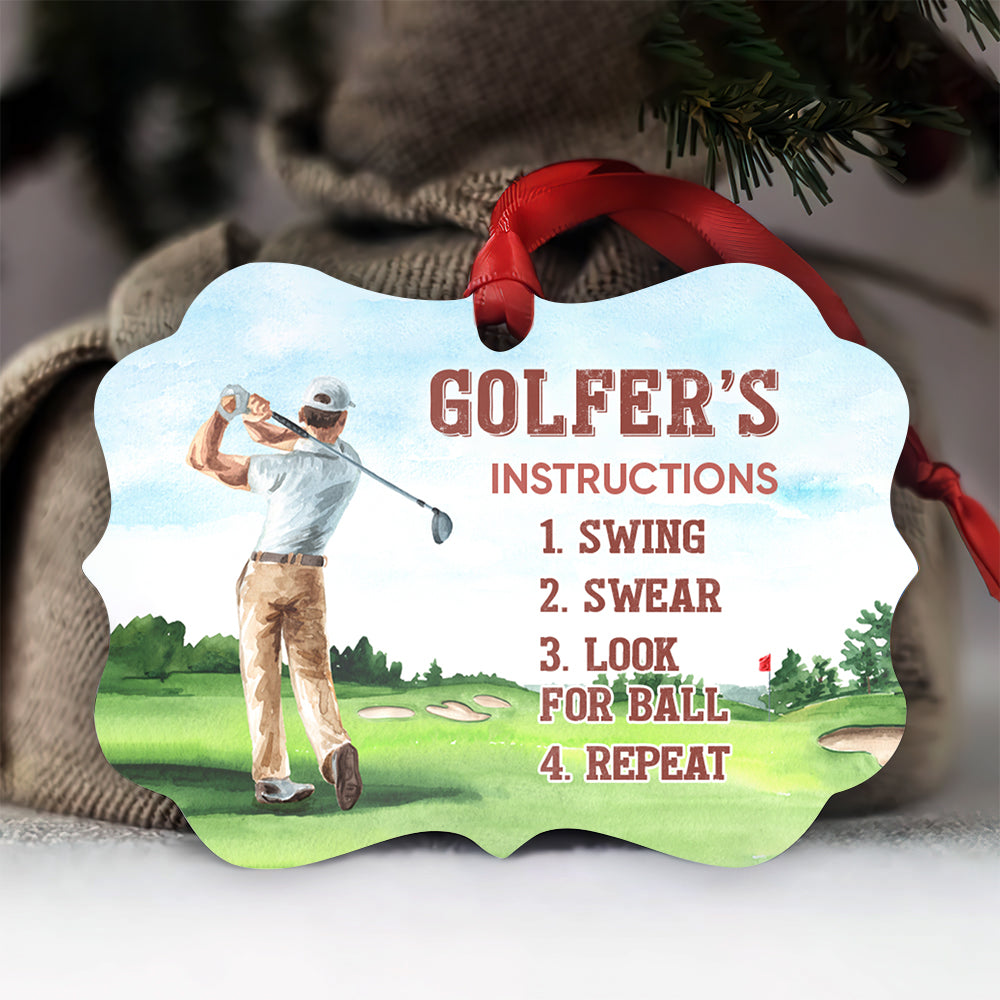 Golf Instruction Golfer Play it - Horizontal Ornament - Owls Matrix LTD