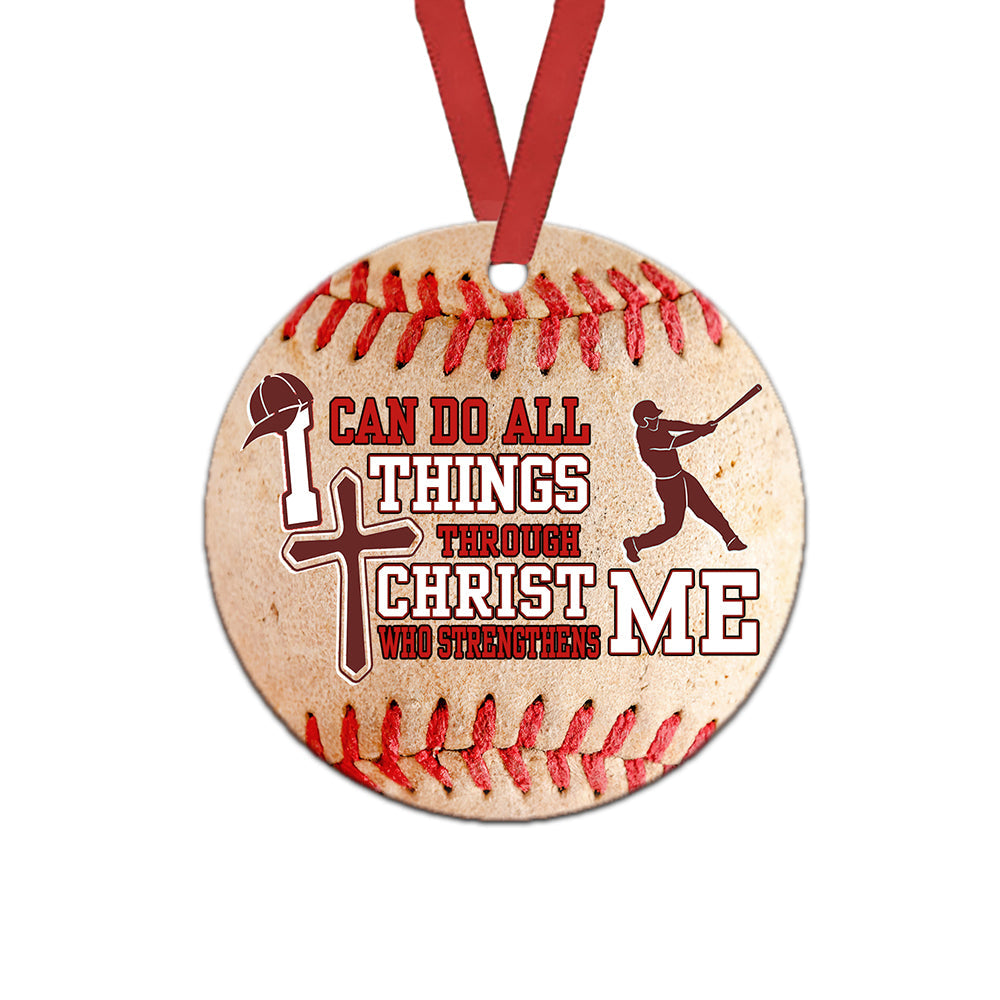Baseball I Can Do All Things Baseball Faith - Circle Ornament - Owls Matrix LTD