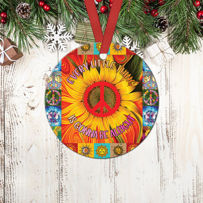 Hippie Sunflower Alright Lover - Circle Ornament - Owls Matrix LTD