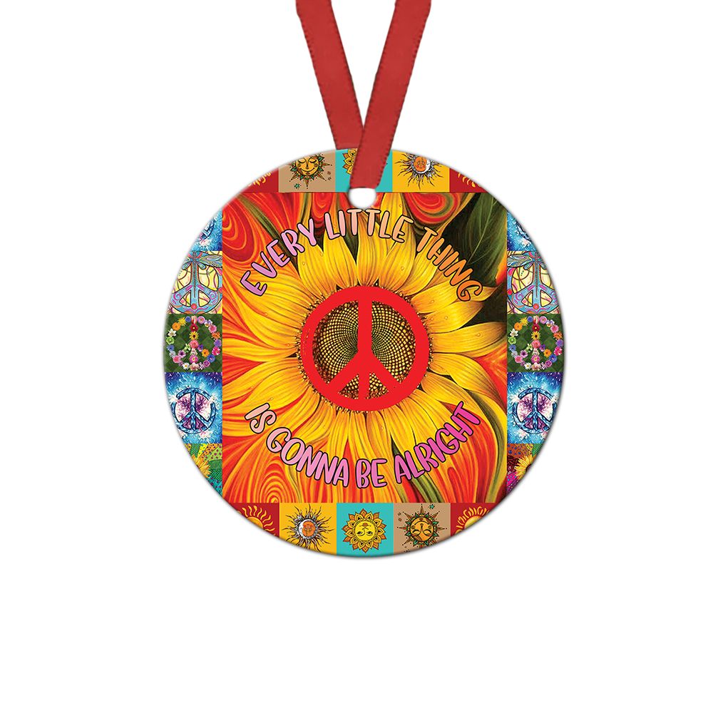Hippie Sunflower Alright Lover - Circle Ornament - Owls Matrix LTD