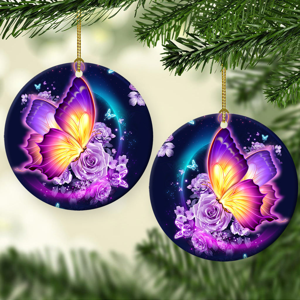 Butterfly Over Night Day - Circle Ornament - Owls Matrix LTD
