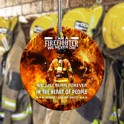 Firefighter We Never Die - Circle Ornament - Owls Matrix LTD