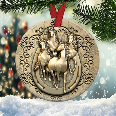 Horse Bronze Happier Style - Circle Ornament - Owls Matrix LTD