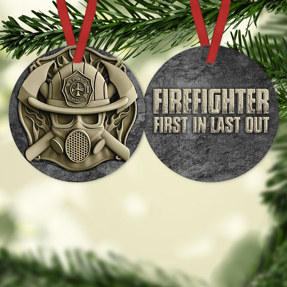 Firefighter Stone First In Last Out - Circle Ornament - Owls Matrix LTD