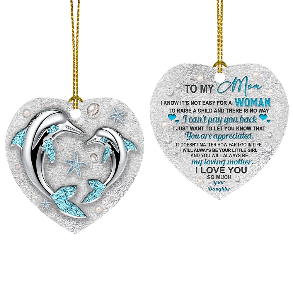 Dolphin Jewelry Daughter To Mom - Heart Ornament - Owls Matrix LTD