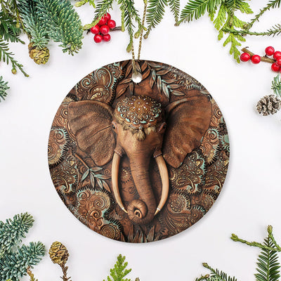 Elephant Wooden Cool Style - Circle Ornament - Owls Matrix LTD