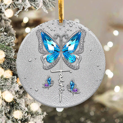 Butterfly Faith I Can Do - Circle Ornament - Owls Matrix LTD