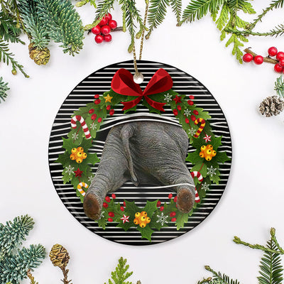 Elephant Christmas Wreath So Lovely - Circle Ornament - Owls Matrix LTD