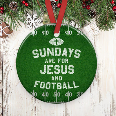 Football Faith Sundays Are For Jesus - Circle Ornament - Owls Matrix LTD