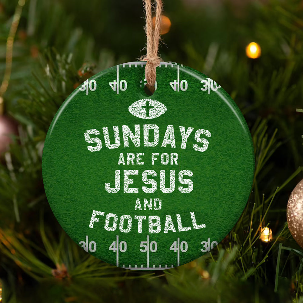 Football Faith Sundays Are For Jesus - Circle Ornament - Owls Matrix LTD