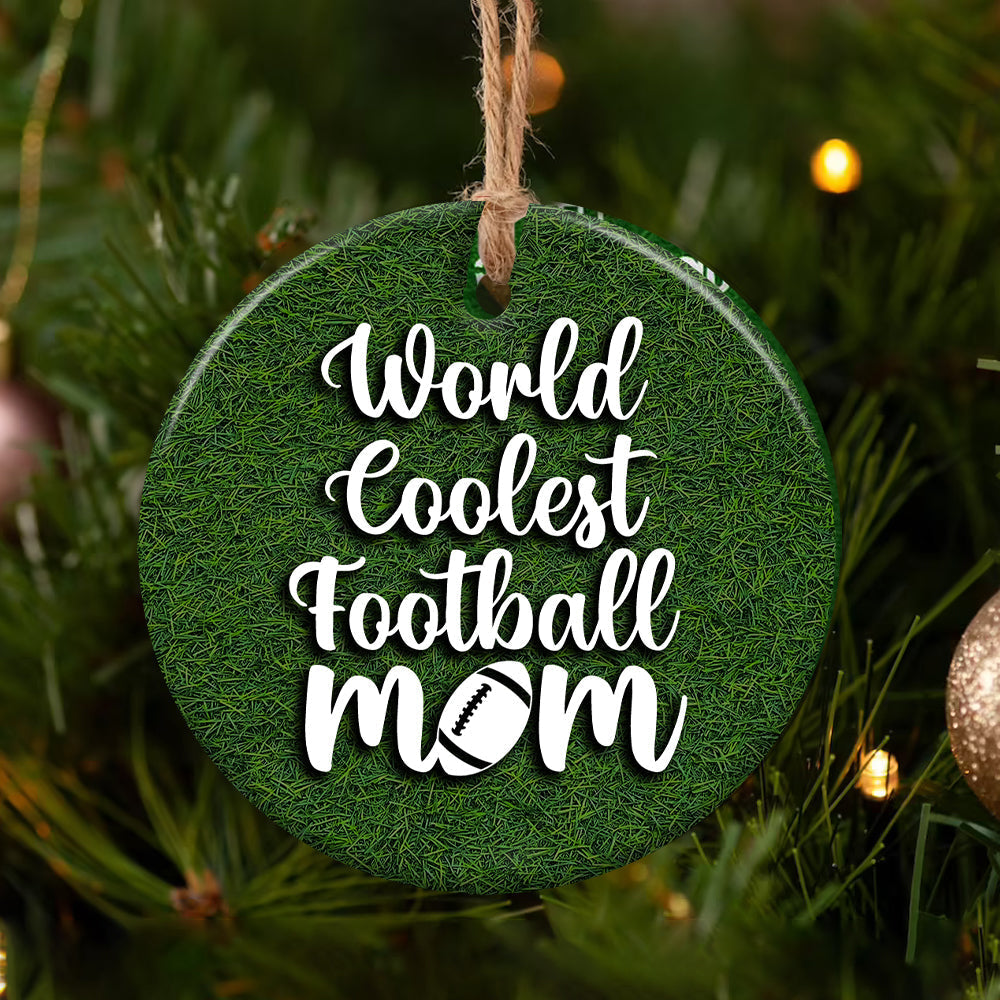 Football World Coolest Mom - Circle Ornament - Owls Matrix LTD