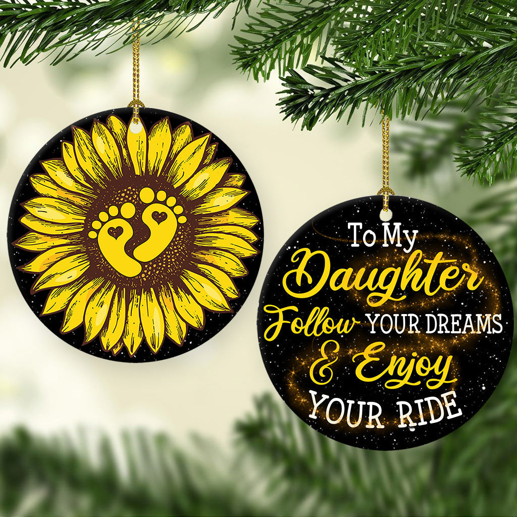 Sunflower Daughter Follow Your Dream - Circle Ornament - Owls Matrix LTD