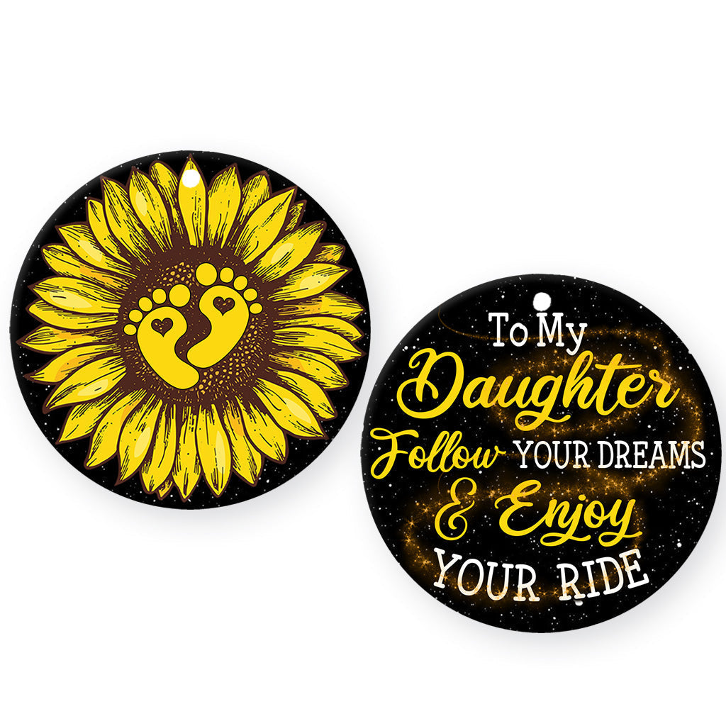 Sunflower Daughter Follow Your Dream - Circle Ornament - Owls Matrix LTD