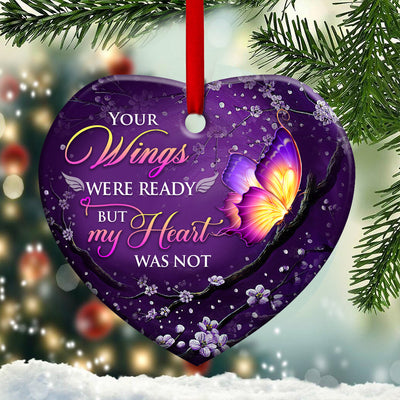 Butterfly Memorial Your Wings Were Ready - Heart Ornament - Owls Matrix LTD