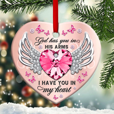 Butterfly Memorial God Has You In His Arms - Heart Ornament - Owls Matrix LTD