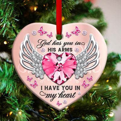 Butterfly Memorial God Has You In His Arms - Heart Ornament - Owls Matrix LTD