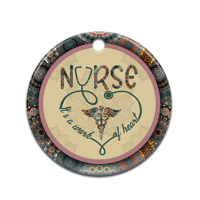 Nurse Boho Pattern Style - Circle Ornament - Owls Matrix LTD