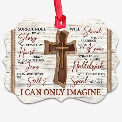 Jesus Wooden Cross Imagine Faith - Horizontal Ornament - Owls Matrix LTD