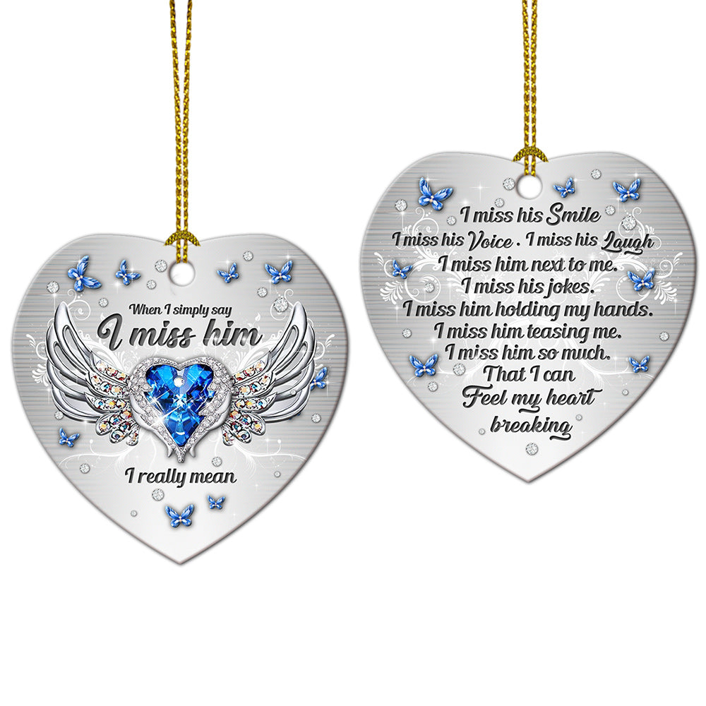 Butterfly Jewelry Widow Heart I Miss Him - Heart Ornament - Owls Matrix LTD