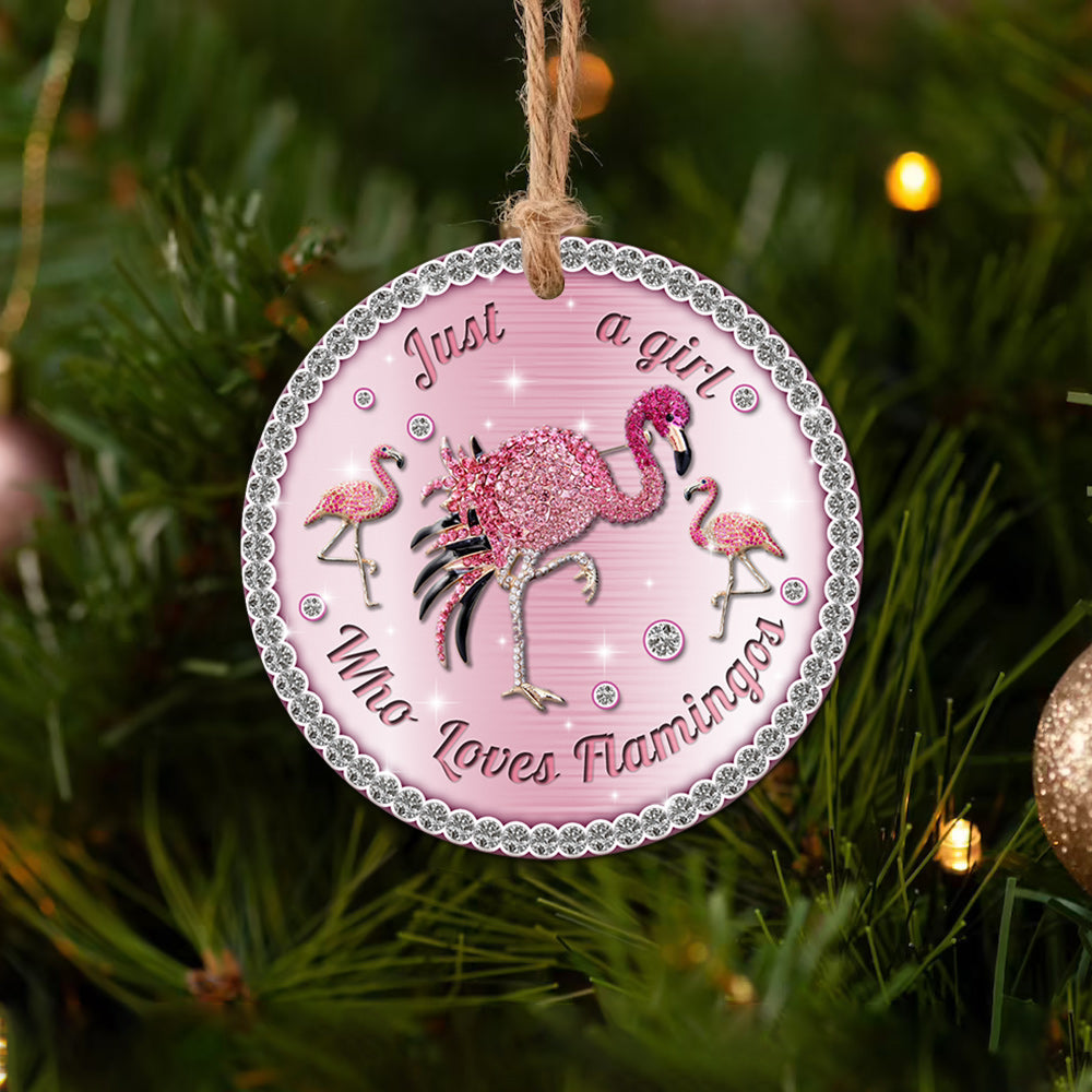 Flamingo Girls Love Jewelry - Circle Ornament - Owls Matrix LTD
