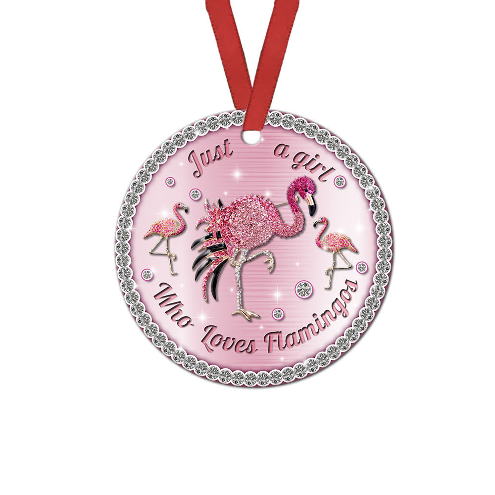 Flamingo Jewelry Flamingo Girls Love Flamingos - Circle Ornament - Owls Matrix LTD