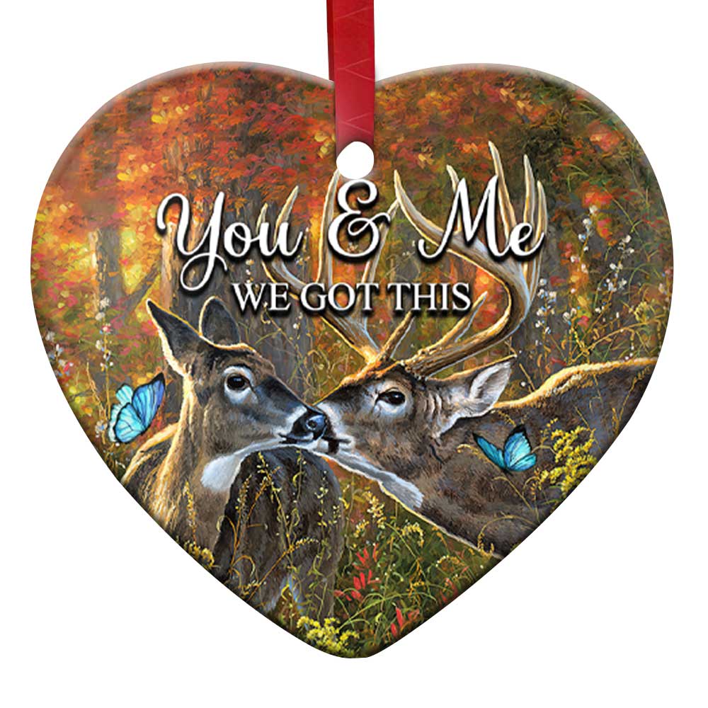 Deer You And Me Deer Couple - Heart Ornament - Owls Matrix LTD