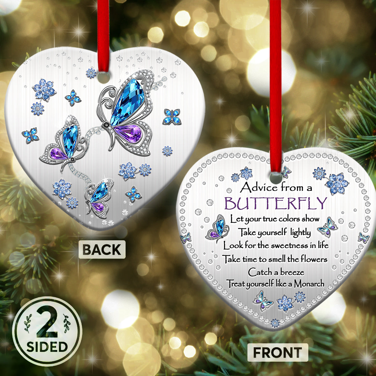 Butterfly Advice So Colorful - Heart Ornament - Owls Matrix LTD
