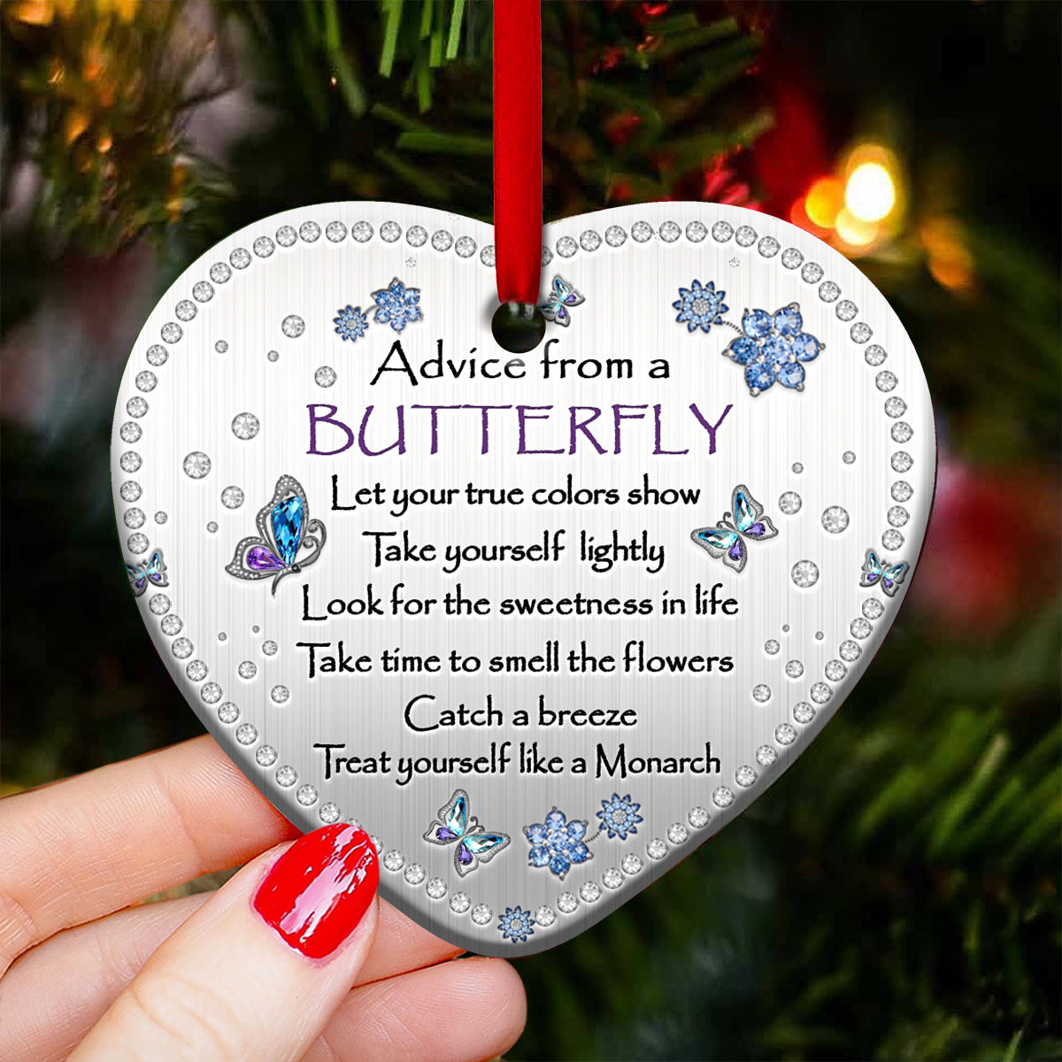 Butterfly Advice So Colorful - Heart Ornament - Owls Matrix LTD