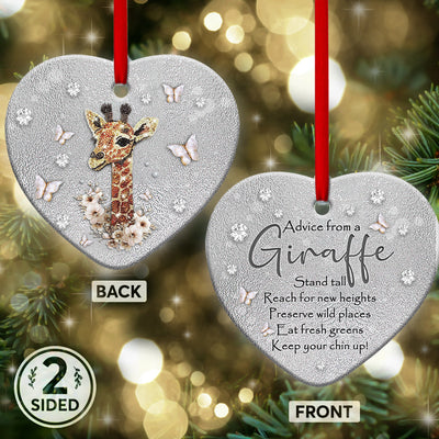 Giraffe Advice Love Style - Heart Ornament - Owls Matrix LTD