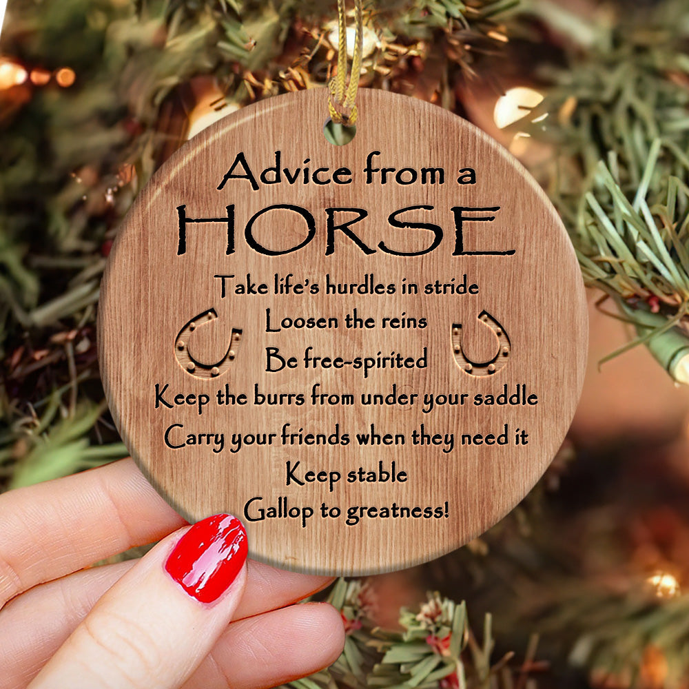 Horse Advice Keep Stable - Circle Ornament - Owls Matrix LTD