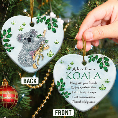 Koala Advice Leaf An Impression - Heart Ornament - Owls Matrix LTD