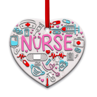 Nurse Life With Love - Heart Ornament - Owls Matrix LTD