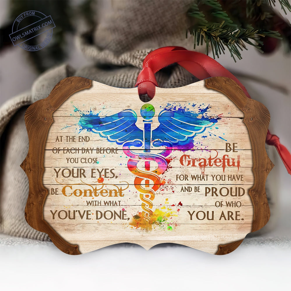 Nurse Be Grateful And Be Proud - Horizontal Ornament - Owls Matrix LTD