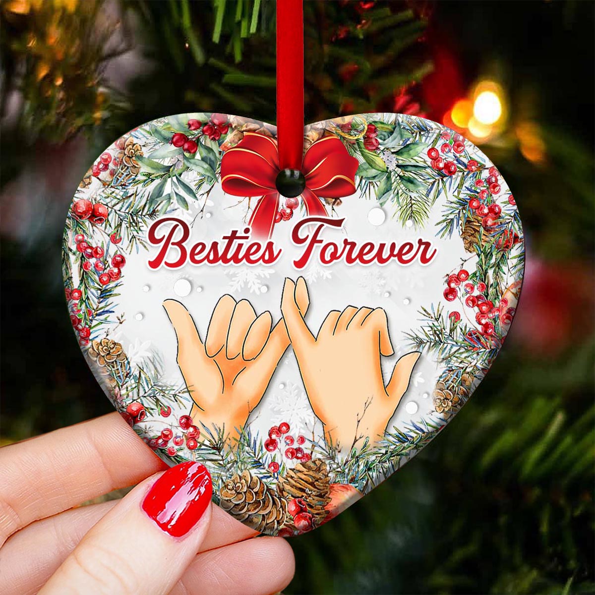 Family Besties Forever Style - Heart Ornament - Owls Matrix LTD