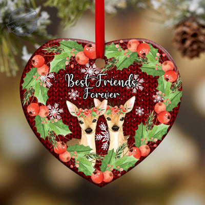 Deer Best Friends Forever - Heart Ornament - Owls Matrix LTD