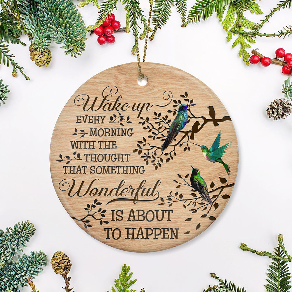 Cardinal Something Wonderful Is About To Happen - Circle Ornament - Owls Matrix LTD