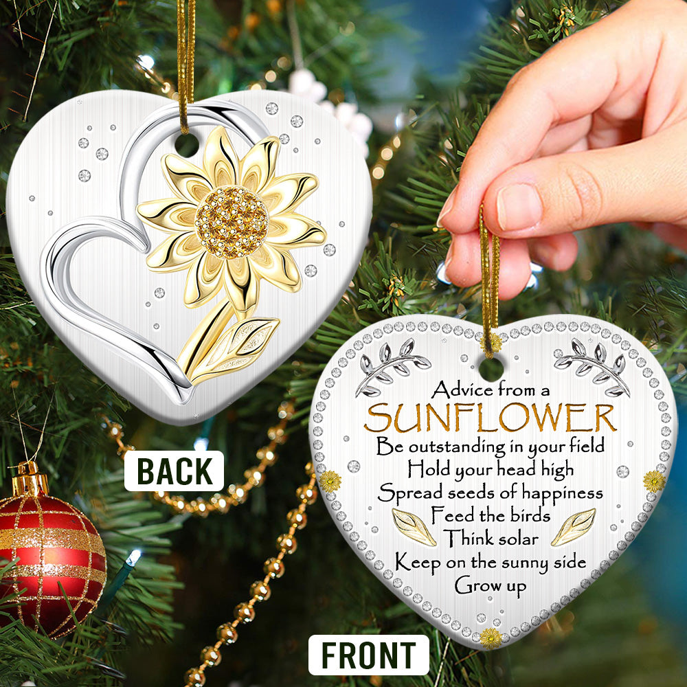 Pack 1 Sunflower Advice Love My Life - Heart Ornament - Owls Matrix LTD