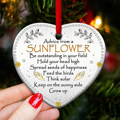 Sunflower Advice Love My Life - Heart Ornament - Owls Matrix LTD