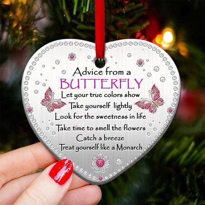 Butterfly Advice Pink Color - Heart Ornament - Owls Matrix LTD