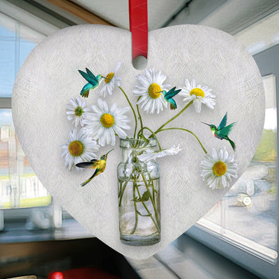 Flower Something Wonderful Is About To Happen - Heart Ornament - Owls Matrix LTD