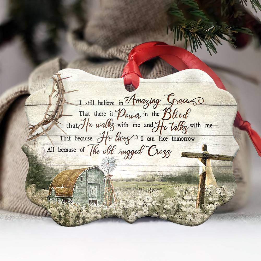 Jesus Amazing Grace Farm With Faith - Horizontal Ornament - Owls Matrix LTD