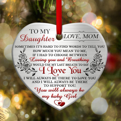 Family Daughter To My Daughter Love Mom - Heart Ornament - Owls Matrix LTD