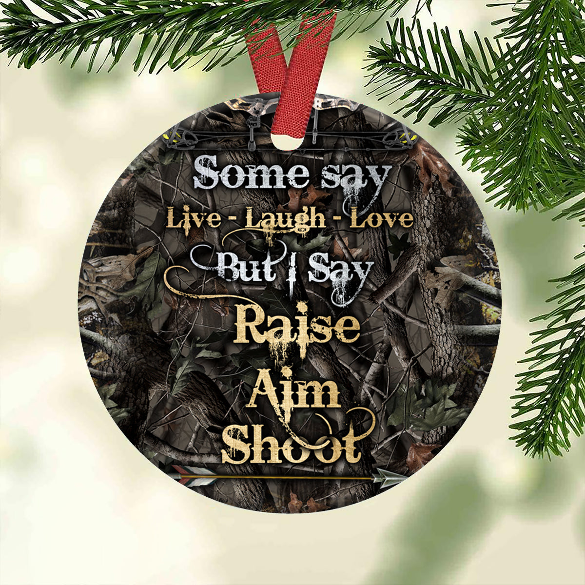 Hunting Passion Raise Aim Shoot - Circle Ornament - Owls Matrix LTD