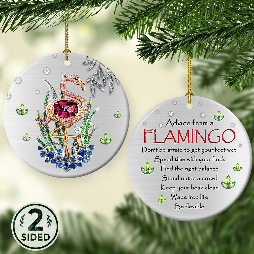 Flamingo Advice From Flamingo be Flexible - Circle Ornament - Owls Matrix LTD