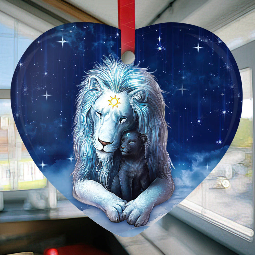 Lion Family To My Daughter Daddy Loves You - Heart Ornament - Owls Matrix LTD